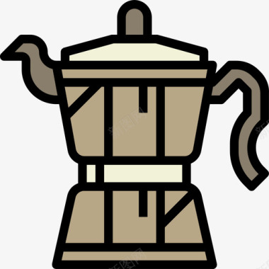 水壶咖啡23线性颜色图标图标