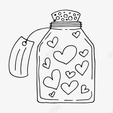 心形瓶庆祝爱情图标图标