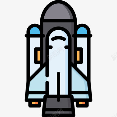 火箭船运输76线性颜色图标图标