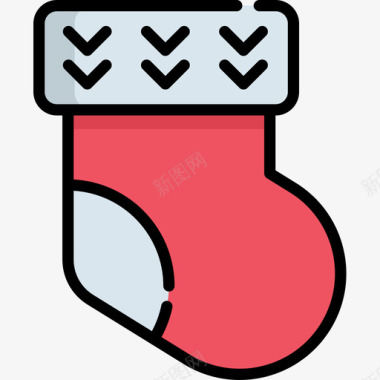 袜子圣诞119线性颜色图标图标