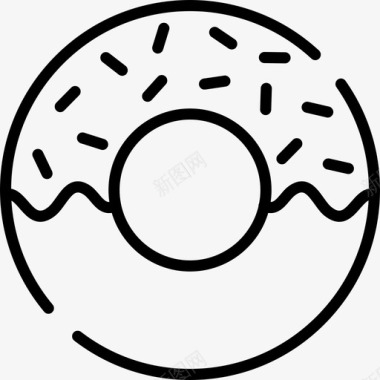 甜甜圈咖啡店38号直线型图标图标