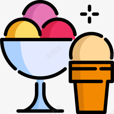 冰淇淋64岁生日线性颜色图标图标