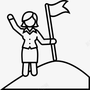 目标山顶旗帜女人图标图标