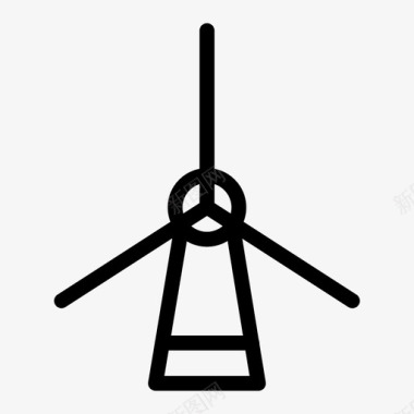 风车电力绿色能源灯图标图标