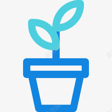 植物自然32线状蓝色图标图标