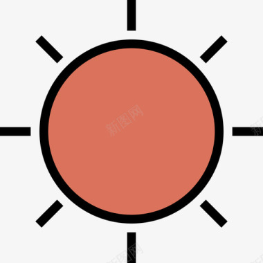 太阳135号天气线性颜色图标图标