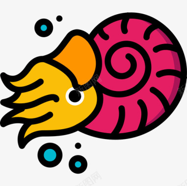 鹦鹉螺海洋生物28线形颜色图标图标