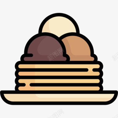 薄饼冰淇淋店11线性颜色图标图标