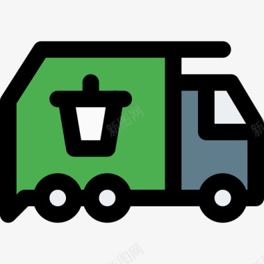 垃圾车运输47线性颜色图标图标
