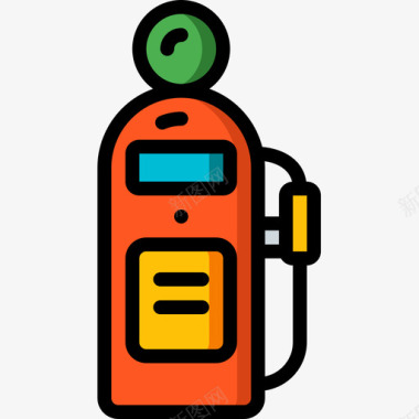 加油站50年代5线性颜色图标图标