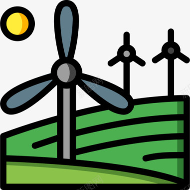 风车乡村8线性颜色图标图标