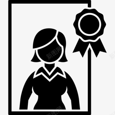 女性最佳员工主管框架图标图标