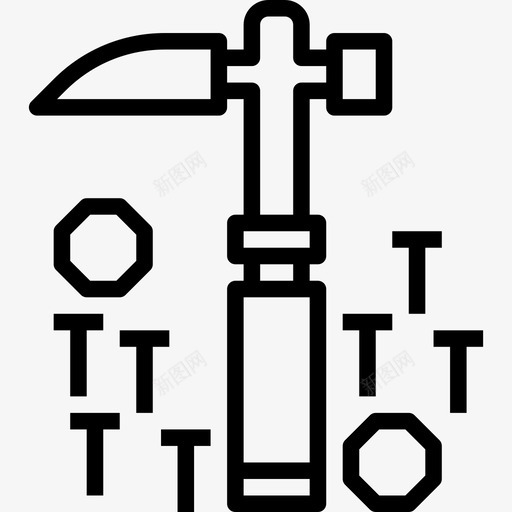 直线型建筑施工锤图标svg_新图网 https://ixintu.com 直线型建筑施工锤