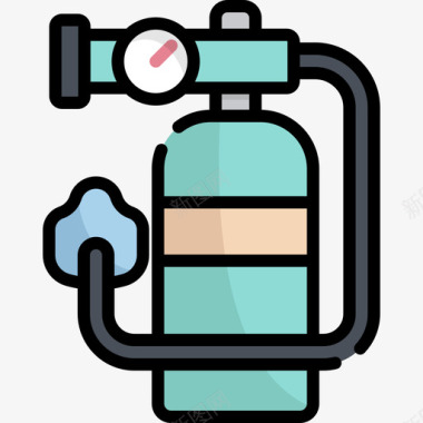 氧气急救服务6线性颜色图标图标