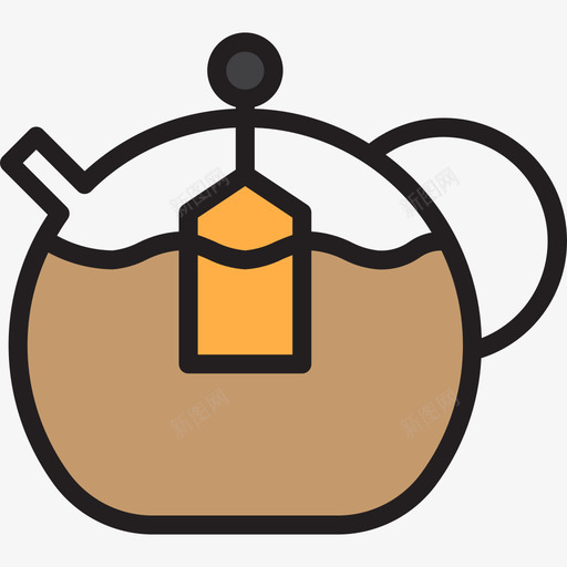 茶壶咖啡24线性颜色图标svg_新图网 https://ixintu.com 咖啡24 线性颜色 茶壶