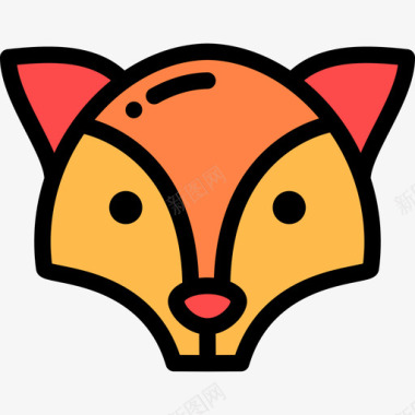 狐狸野生动物16线形颜色图标图标