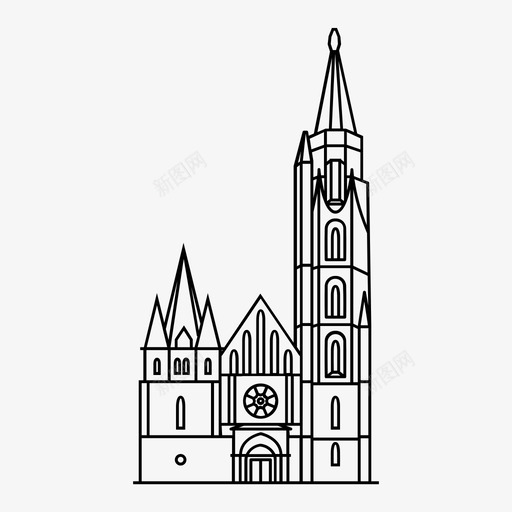马提亚斯教堂布达佩斯匈牙利图标svg_新图网 https://ixintu.com 匈牙利 布达佩斯 布达佩斯地标建筑 马提亚斯教堂 马特亚斯圣殿