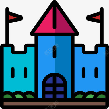 城堡幻想13线性颜色图标图标
