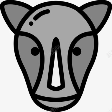 犀牛野生动物16线形颜色图标图标
