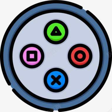 按钮游戏21线性颜色图标图标