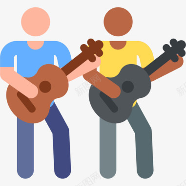 吉他音乐家人类象形图2彩色图标图标