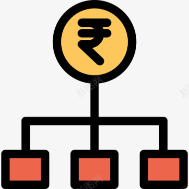 卢比银行和金融22直线颜色橙色图标图标