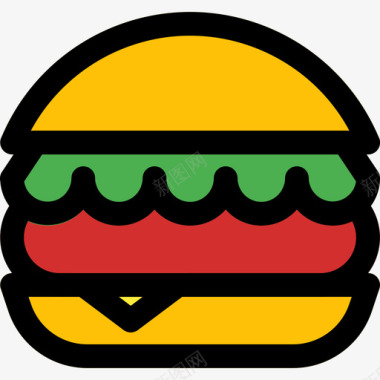 汉堡食品72原色图标图标