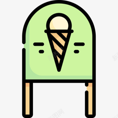 Standee冰淇淋店11线性颜色图标图标