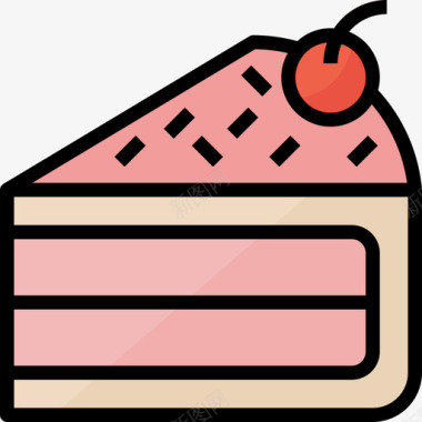 蛋糕片面包房44线性颜色图标图标