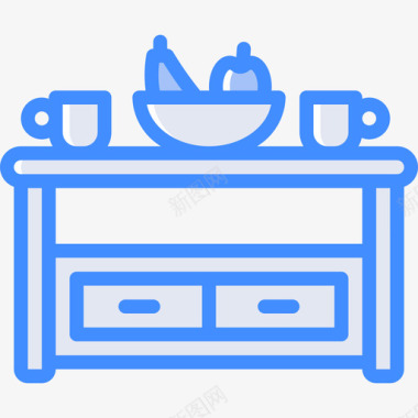 咖啡桌家具61蓝色图标图标