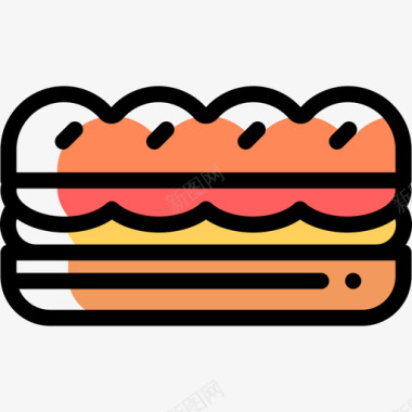 三明治快餐37颜色省略图标图标