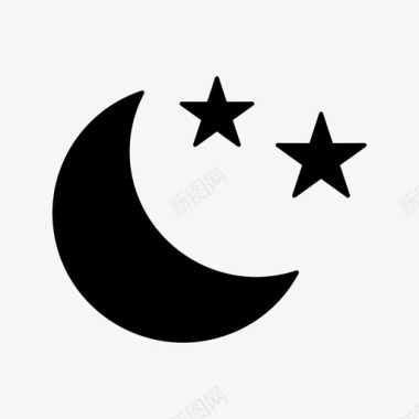 月亮和星星夜晚雕文图标图标