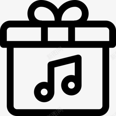 礼品盒音乐商店10线性图标图标