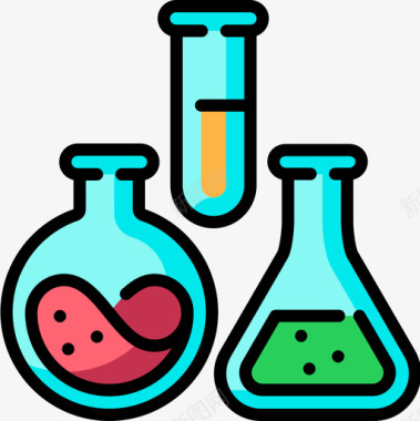 烧瓶化学25线性颜色图标图标