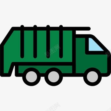 垃圾车运输100线性颜色图标图标