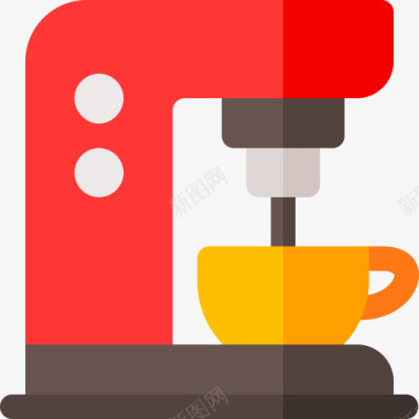 咖啡机床和早餐8间公寓图标图标