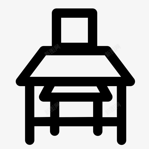 书桌椅子上课用具图标svg_新图网 https://ixintu.com 上课用具 书桌 学习用具 学校教育 桌子 椅子