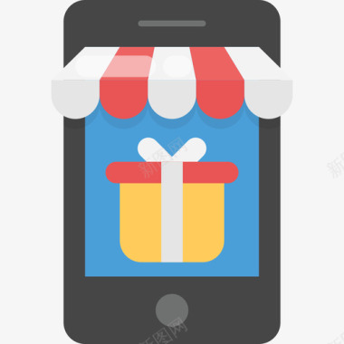 智能手机购物和商务21扁平图标图标
