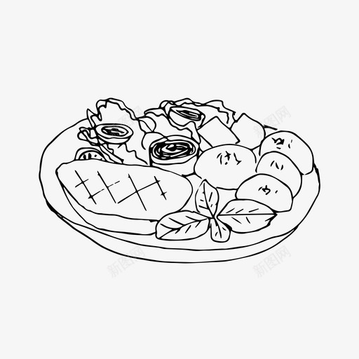 食物菜肴手绘图标svg_新图网 https://ixintu.com 手绘 牛排 菜单 菜肴 食物 餐厅