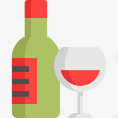 葡萄酒感恩节28平淡图标图标