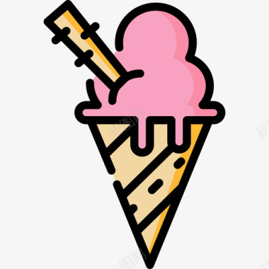冰淇淋夏季33线性颜色图标图标