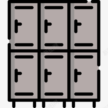 储物柜返校42线性颜色图标图标