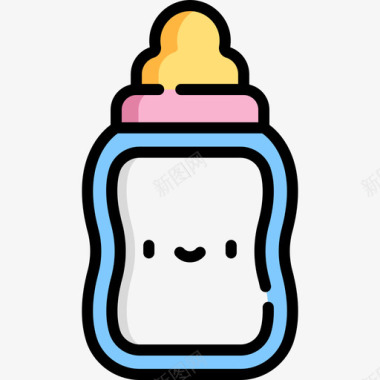 奶瓶孕妇9线性颜色图标图标