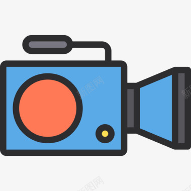 摄像机多媒体和娱乐8线性彩色图标图标