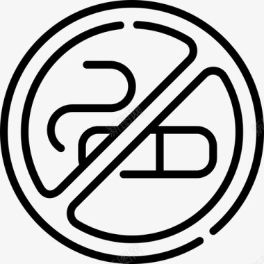 禁止吸烟酒店1de3线直线图标图标