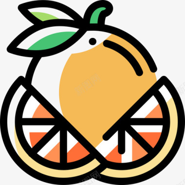 橘子水果和蔬菜12种颜色省略图标图标
