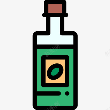 橄榄油素食食品原色图标图标