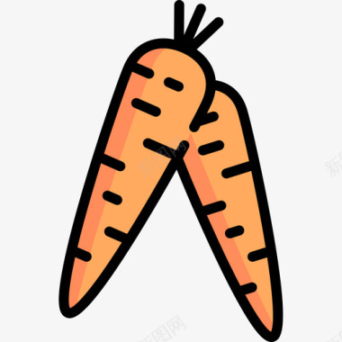 胡萝卜水果和蔬菜14线形颜色图标图标