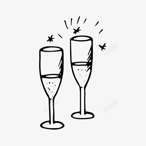 香槟酒杯庆祝节日图标svg_新图网 https://ixintu.com 寒假圣诞节新年 庆祝 手绘 新年 节日 香槟酒杯