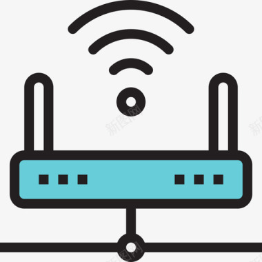 调制解调器通信89线性彩色图标图标